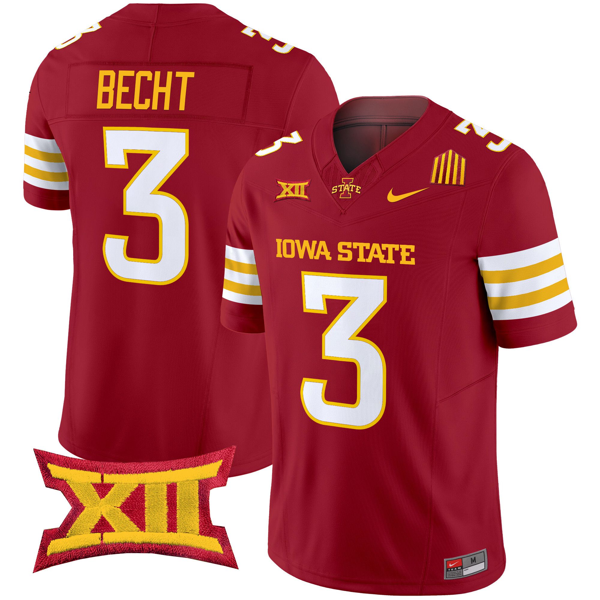 Men Iowa State Cyclones #3 Becht Red Nike 2024 Vapor Limited NCAA Jersey style 1